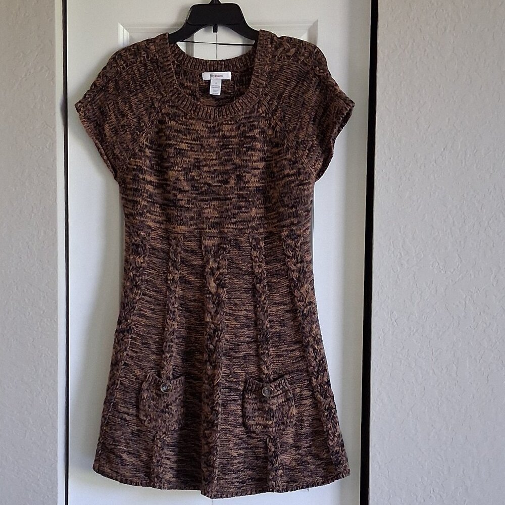 Style & Co Black & Brown Cable Knit Sweater Dress Women's Size S